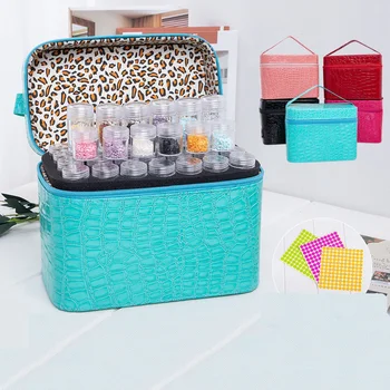 

84 Bottles Diamond Painting Storage Box Diamond Bead Container Embroidery Accessories Multi-function Handbag 84 Slots Tools Kits