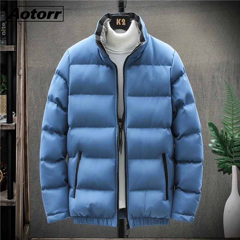 Winter Men Parkas Down Jacket Stand Collar Thick Warm Outwear Male Casual Solid Color Parkas Coat Quality Brand Streetwear 4XL mens parka jacket