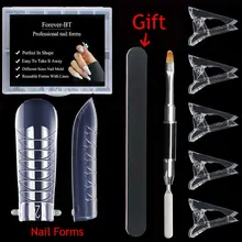 As formas duplas do prego ajustaram o sistema duplo do molde do prego do gel do stiletto de 120 pces com escova dupla-terminada e o grampo das pontas do prego dos pces 60 para unhas acrílicas
