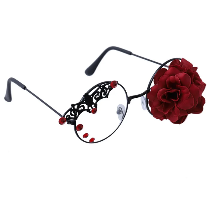 Bat glasses Винтажные Панк Лолита летучая мышь очки с розами рамка Темный паровой готический ветер очки Аниме Косплей выставка - Цвет: Bat glasses