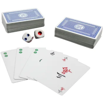 

144 Sheets Entertainment Math Toy Children Paper Mahjong Playing Cards Mini Portable Silent 2 Dices Adult Home Party Game Travel