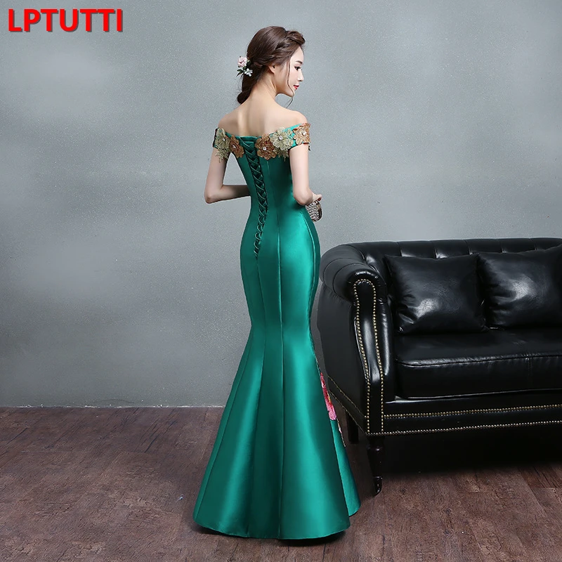 Китайский стиль cheongsam для женщин Элегантный Дата церемония Вечеринка Выпускной платье Формальные торжества события Роскошные Длинные вечерние платья