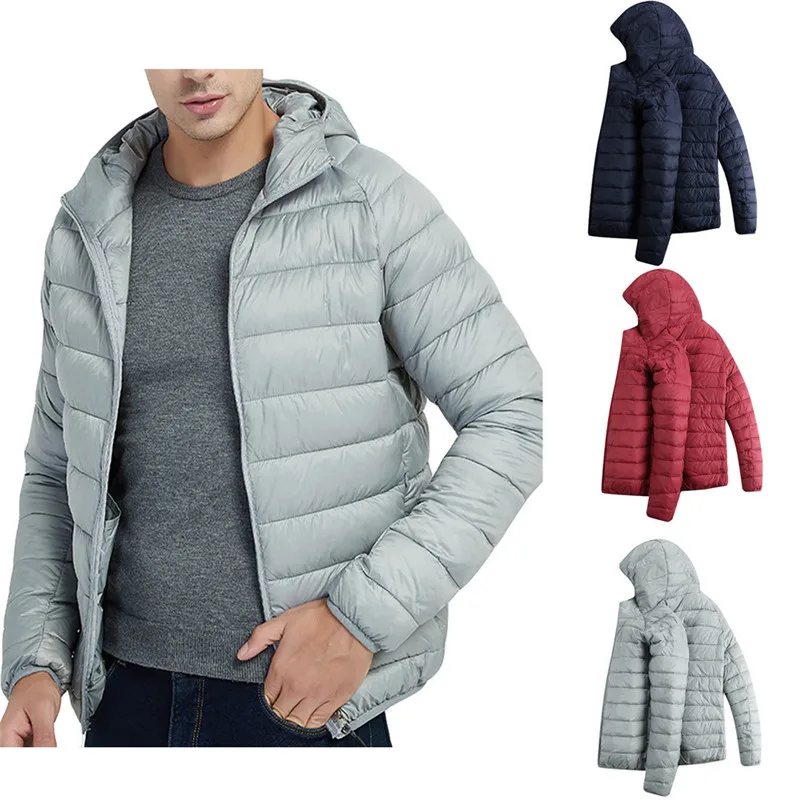 Мужские повседневные куртки, осенне-зимний стиль, светильник, пуховое хлопковое пальто с капюшоном, теплая верхняя одежда, топы, спортивный костюм