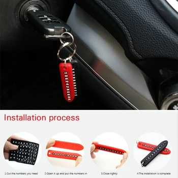 

1pc Bullet Anti-lost Phone Number Plate Car Keychain Pendant Auto Vehicle Phone Number Card Keyring Key Chain Car Interior