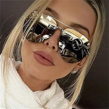 

2020 Fashion Woman Sunglasses Luxury Brand Designer Pilot Frame Big Glasses Goggle Gradient Retro Vintage Sun Glasses UV400