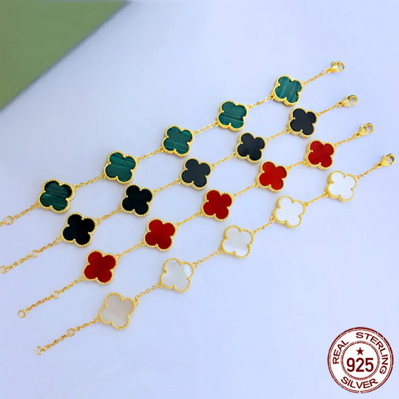 

S925 sterling silver bracelet fashion style five-flower four-leaf clover shape to send a lover's birthday gift 2019 new hot