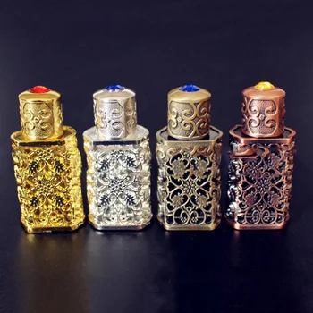 

3ML Retro Metal Perfume Bottle Arabian Style Essential Oil Bottle Container Royal Glass Bottle Wedding Party Decoration Gift