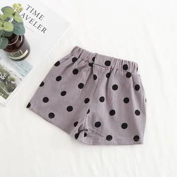 

Baby Kids Cotton Shorts Polka Dot Print High Waist Casual Pants Casual Linen Shorts for Infant Girls Boys
