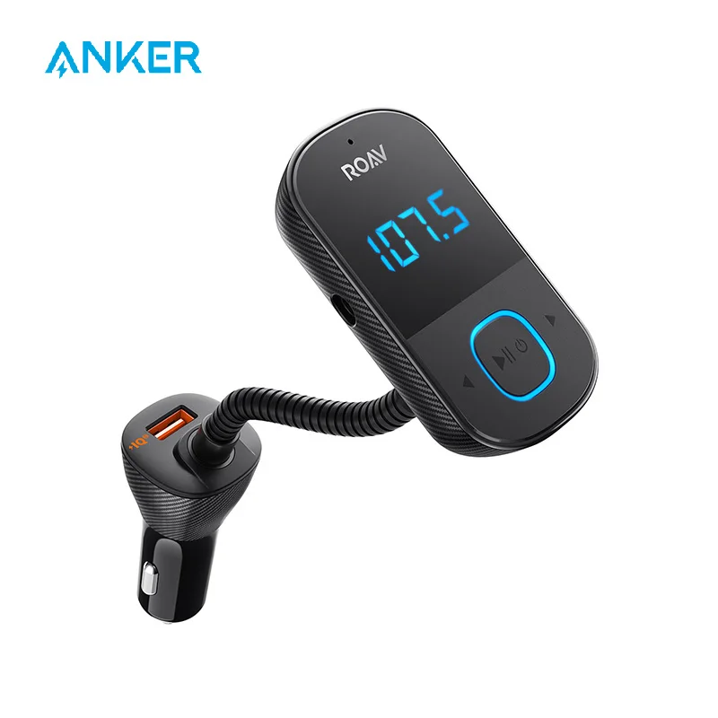 Anker Roav SmartCharge T1, Bluetooth fm-передатчик для автомобиля, аудио адаптер и приемник с большим светодиодный дисплей, PowerIQ 2,0