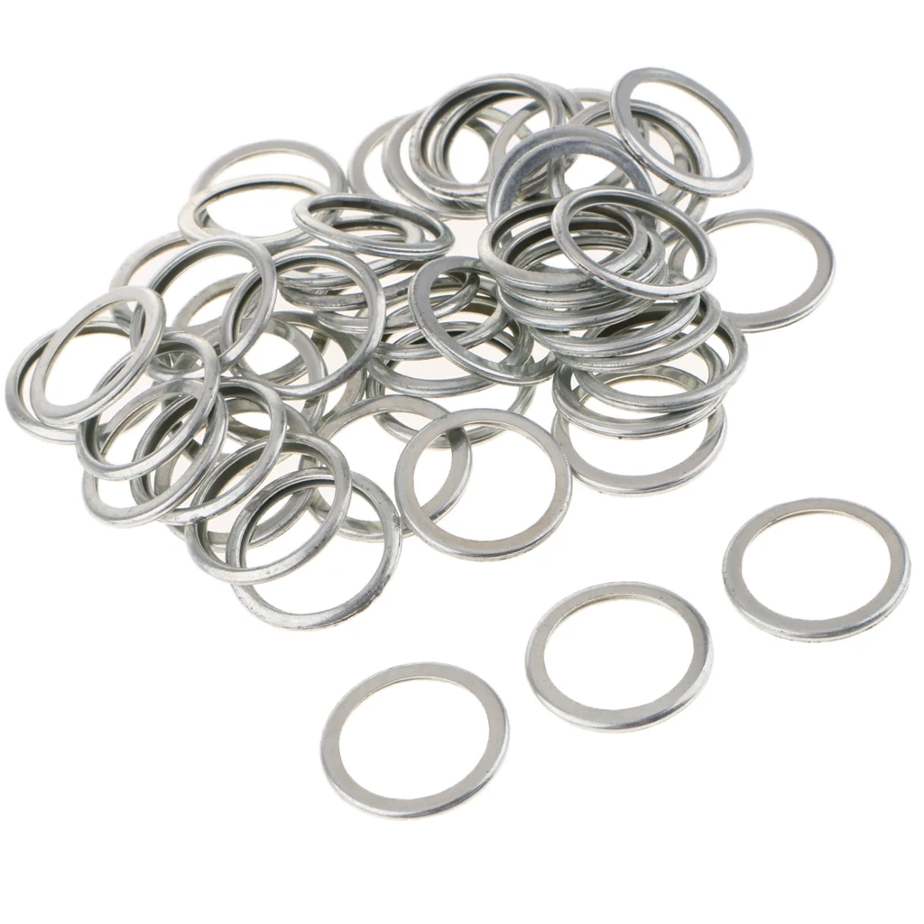 50 Pieces 20mm Car Vehicle Oil Drain Plug Crush Washers Gaskets Sliver