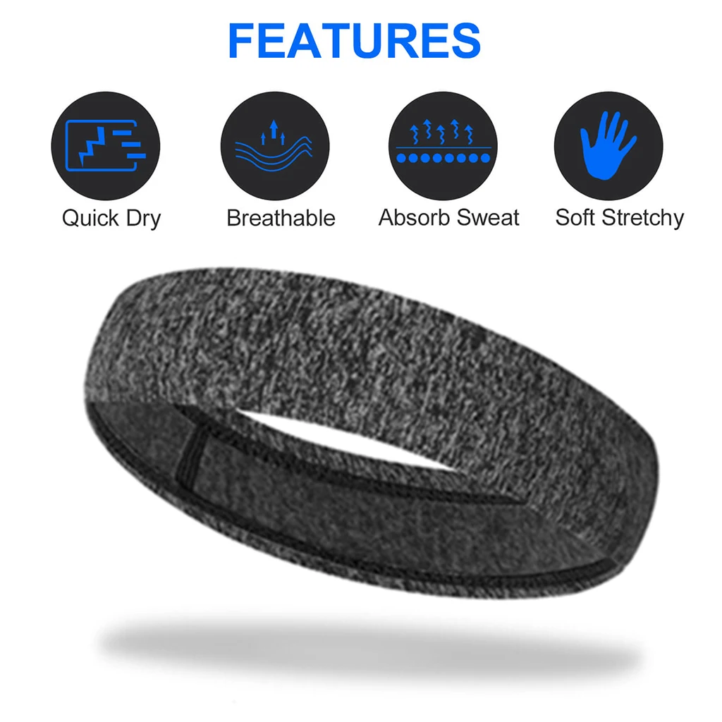 Men Women Sports Headband Gym Tennis Basketball Sweatband Stretchy Hairband Yoga Running Athletic Sweat Wicking Hair Band