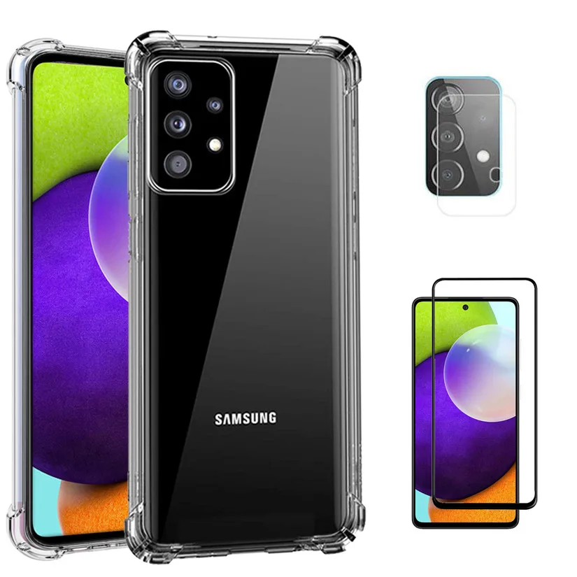 Silicone Cover Per Samsung A52 5G Cover + Vetro Per Galaxy A52 A 52 Cover Posteriore Antiurto Samsung Galaxy A52 4G Custodia  Samsung A52