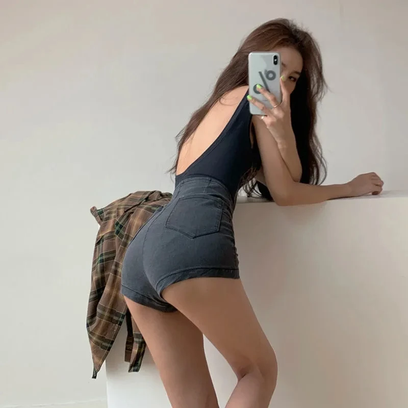 Women Denim Shorts High Waist Short Harajuku Booty Shorts leg-openings Plus size sexy short Jeans Female Femme Short Pants