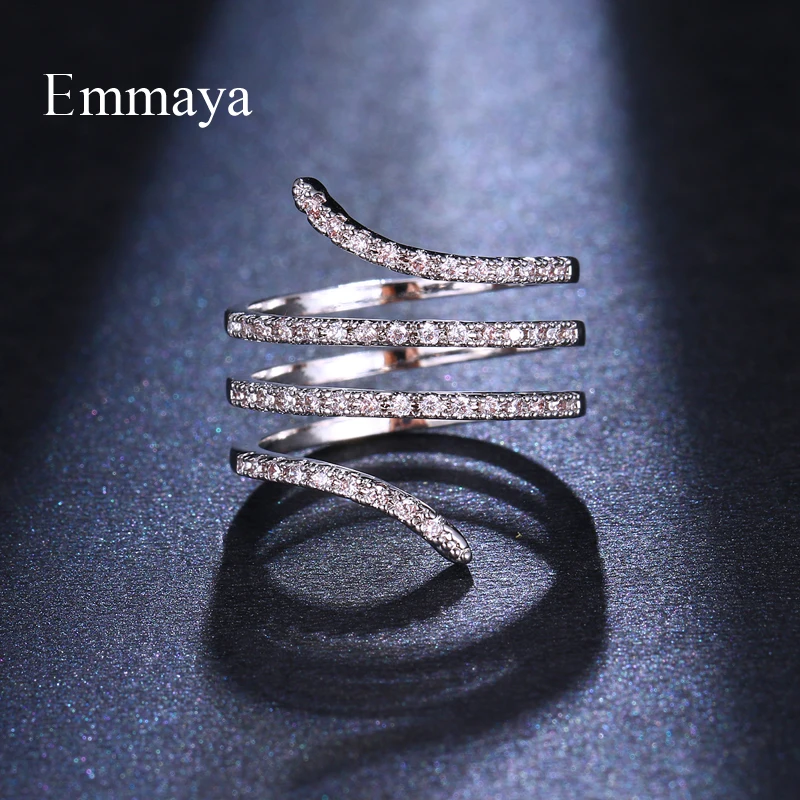 Emmaya, дизайн, для женщин, серебряная спиральная форма, кубический циркон, кольцо, регулируемое, привлекательные, подарки на свадьбу, вечерние, модный тренд