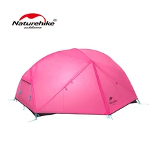 Naturehike 210T Mongar 2 3 People Waterproof Double Layer Outdoor Tent Aluminum Rod Gray Ultralight Pink Camping Tents With Mat