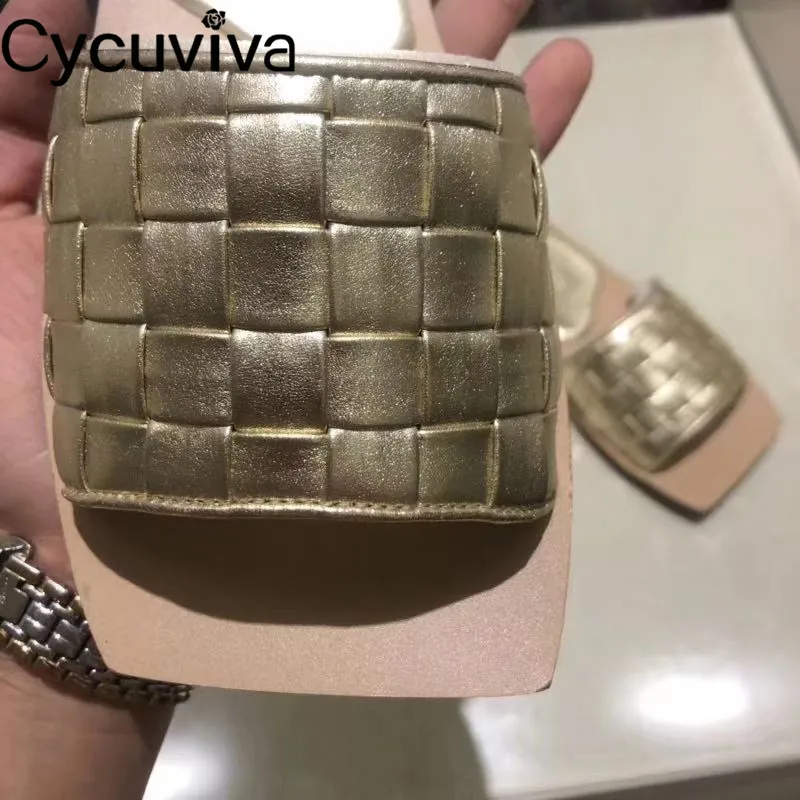 Шлепанцы женские кожаные Классические сандалии на плоской подошве квадратный