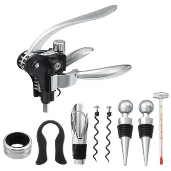 

10pcs Wine Bottle Opener Set Cordless Corkscrew Foil Cutter Vacuum Stopper Pourer Opener with Wooden Gift Box Wine Accessories