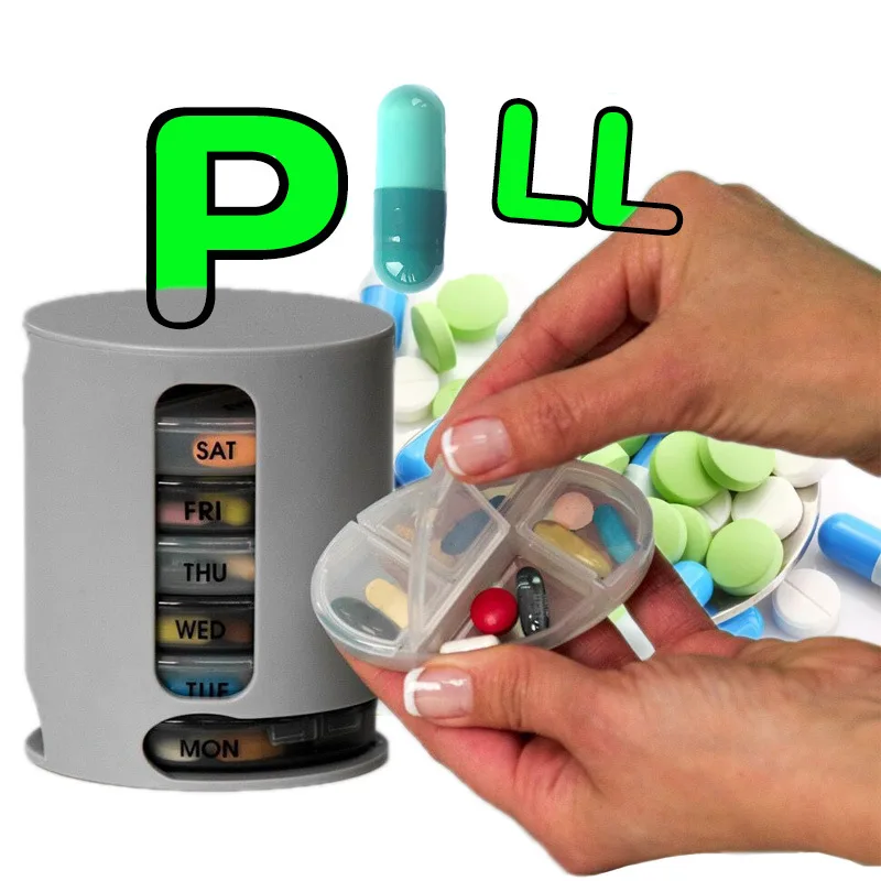 Weekly Pillbox Tablet For 7 Days Plastic Storage Container Divider Dispenser Holder Medicines Mini Drugs Gray Health Care Device | Красота и