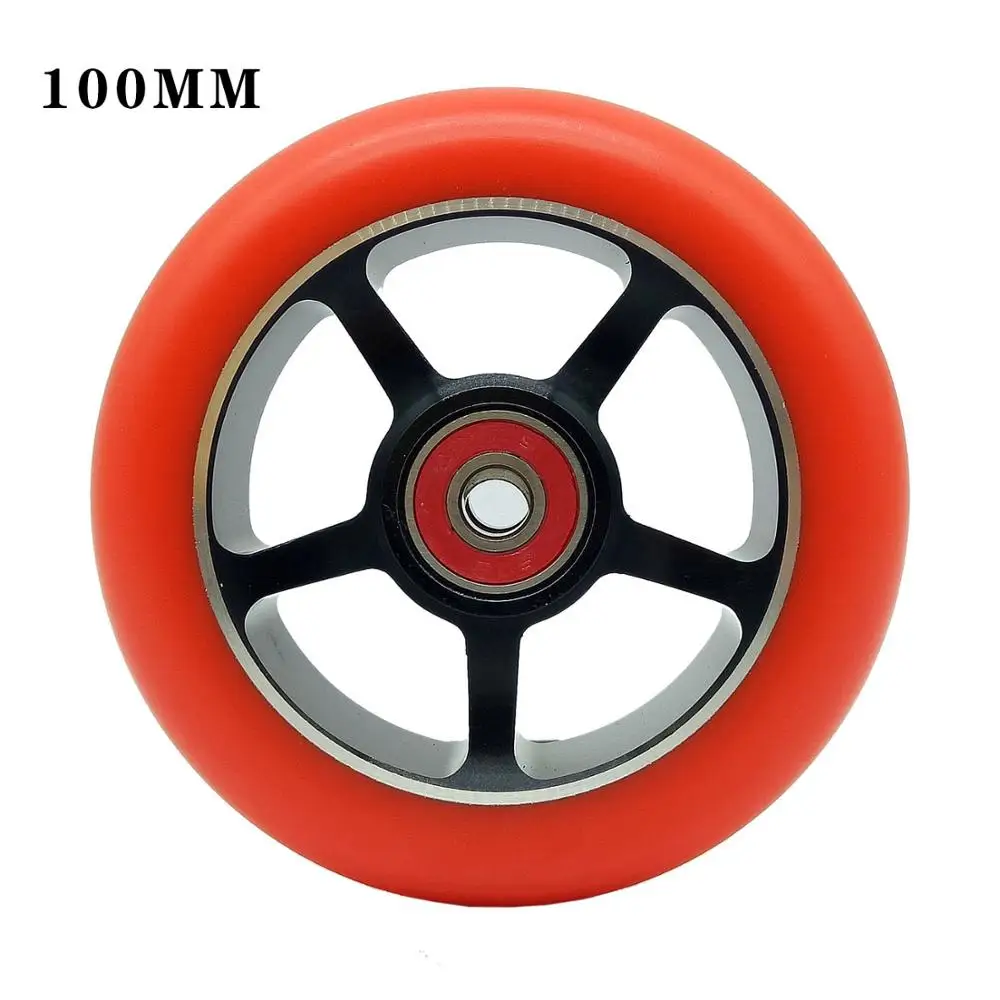 2 шт. 100 мм Высокая эластичность алюминиевый сплав PU колеса для Pro Scooter|scooter wheels