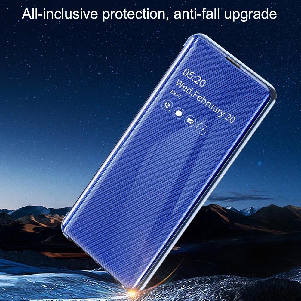 Умный зеркальный флип-чехол для samsung S10 S9 S8 s7 Plus note9 8 S10LITE A750 A70 A50 A30 Clear View кожаный чехол ударостойкий чехол