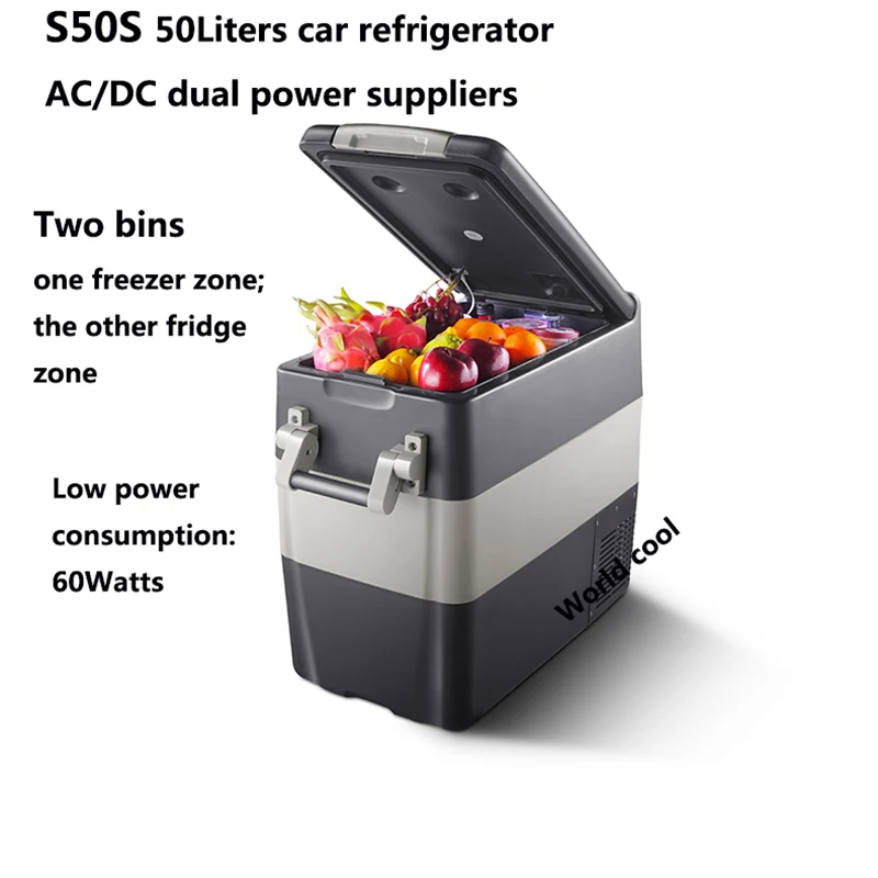 Mini Refrigerator Camping Refrigerator 50L AC DC12/24V Compressor Camping Picnic Outdoor Portable Car Refrigerator Deep Freezer Cooler Box Mini Fridge Traval Home Use