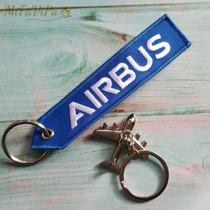 blue airbus keychain embroidery 3