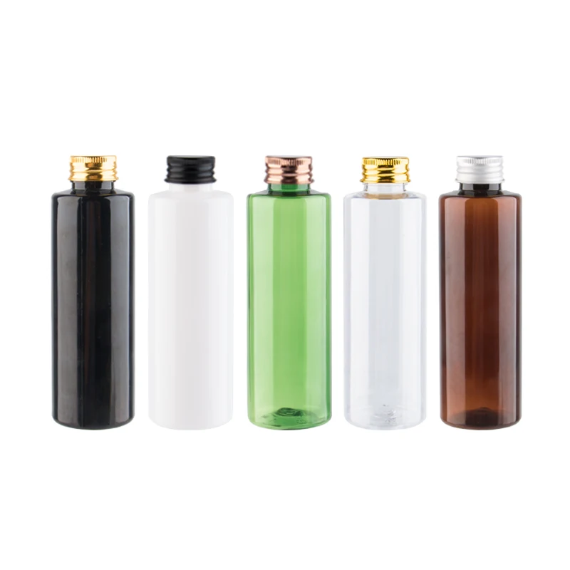 

150ml Aluminum Screw Lid Refillable Bottles Lotion Container 150cc Shampoo Shower Gel Bottle White Green Brown Bottles Cosmetics