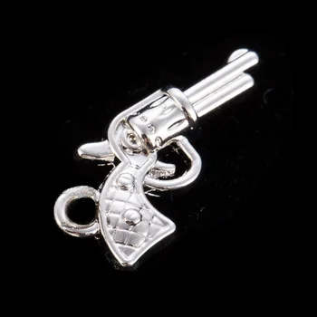 

RAINXTAR Fashion Alloy Safe Theme Gun Shape Pendant Charms 11*21mm 50pcs AAC1505