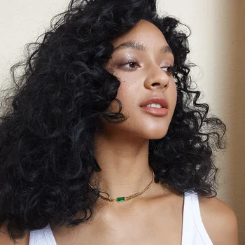 

ENFASHION Green Stone Link Chain Choker Necklace Women Gold Color Stainless Steel Glass Pendant Necklaces Fashion Jewelry P3116