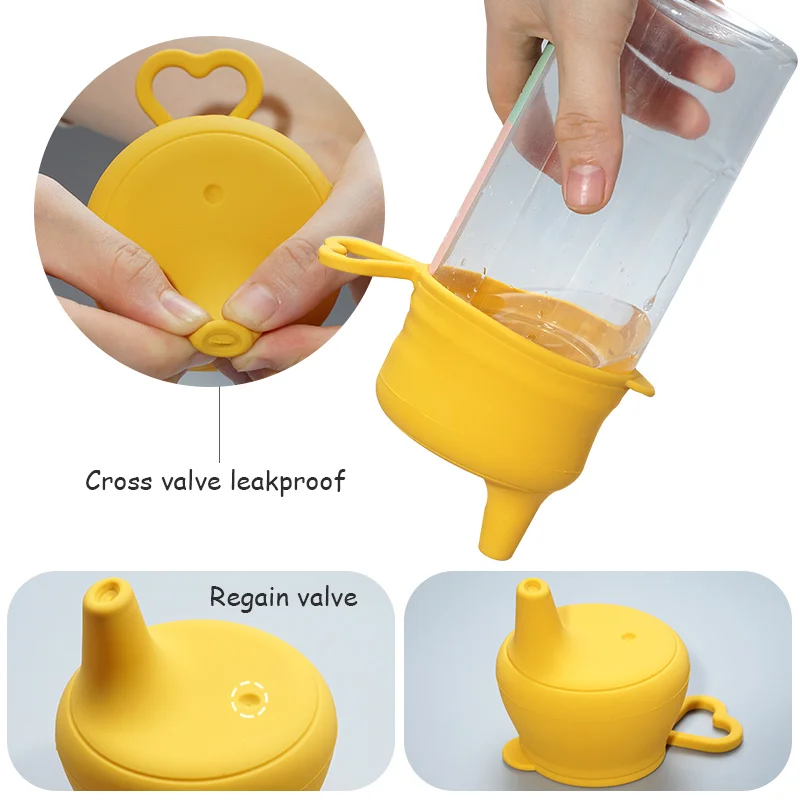 Fashion Baby Silicone Pacifier Cup Lid Children's Learning to Drink Water Supplies Leakproof Soft Baby Feeding Cups Drinkware 5
