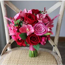 Искусственная красная роза свадебная фотография цветы W edding букет