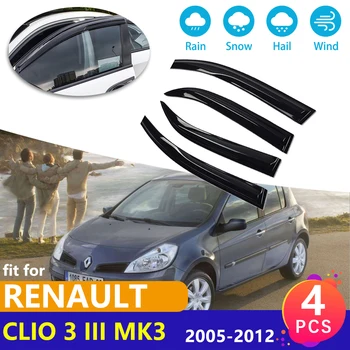 

4x Window Deflectors Visor Vent Awnings Guard Cover Shelters Accessories for Renault Clio 3 III MK3 Euro Clio Lutecia 2005~2012