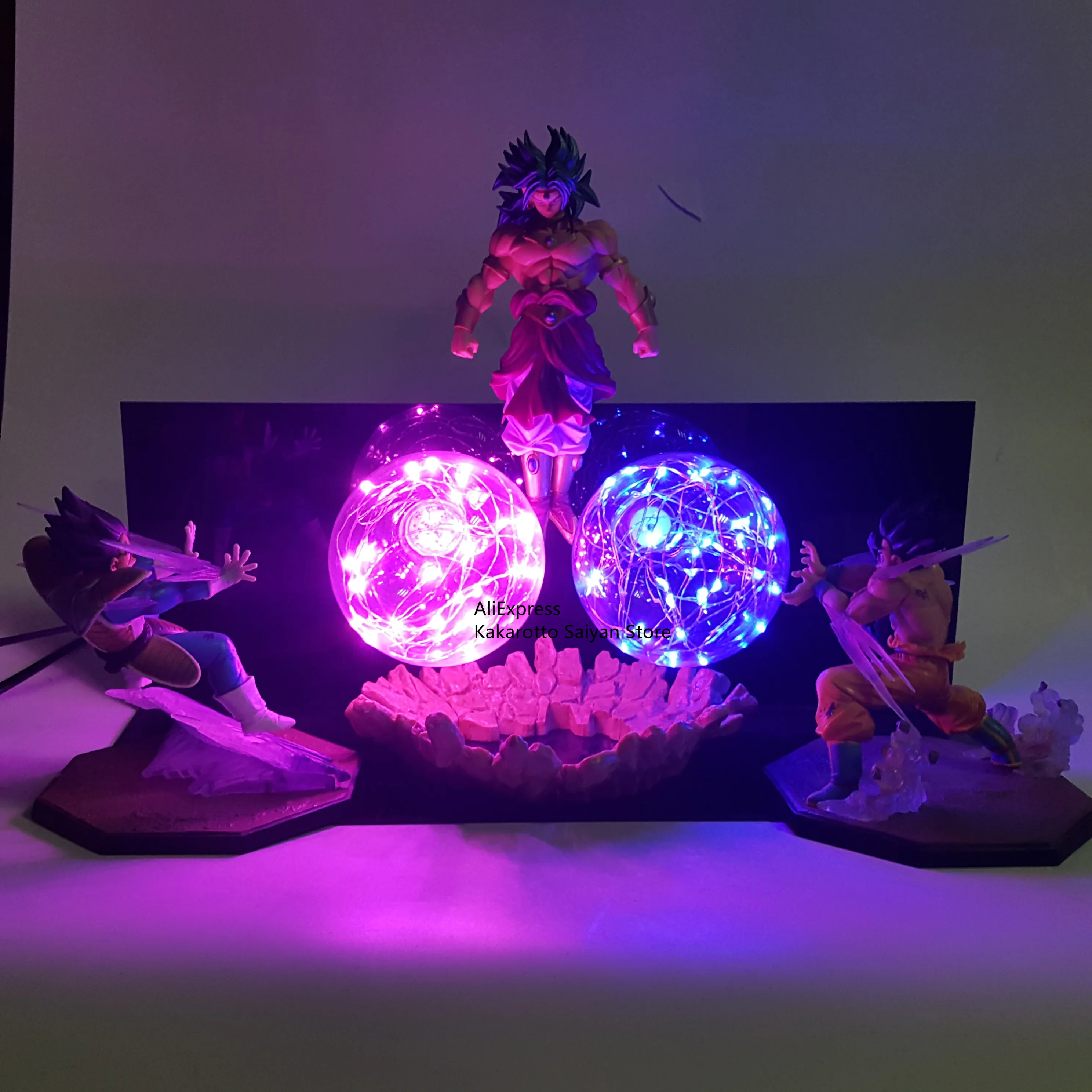 Ceny Dragon Ball Z Goku Vegeta s postawy polityczne w Broly lampa Led Action Figures zabawki anime Dragon Ball Super Kamehameha figurka DBZ Brinquedos