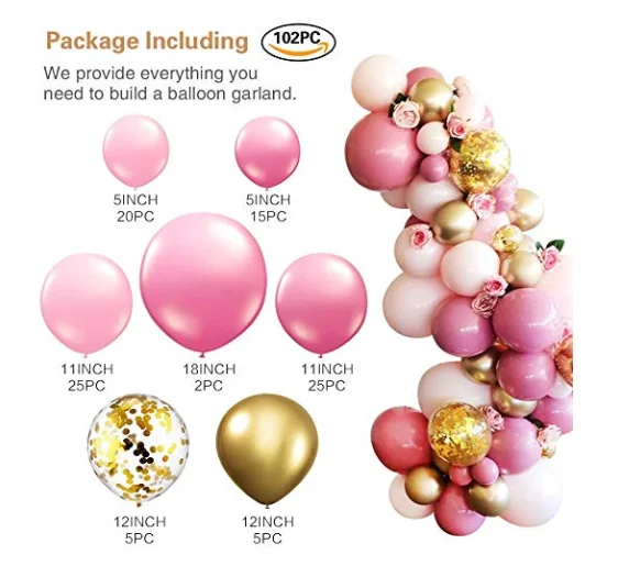 Balloon set 2 Свадебные арки воздушные шары розовые шары с золотыми конфетти гирлянды бордовые вечерние украшения бордовые и золотые свадебные украшения - Цвет: Balloon set 2
