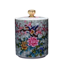 Чайная керамиковая чайница фарфоровый сахар, кофе банки для чая ручная роспись эмаль цвет чайная посуда банки с крышкой чайная церемония Аксессуары декор