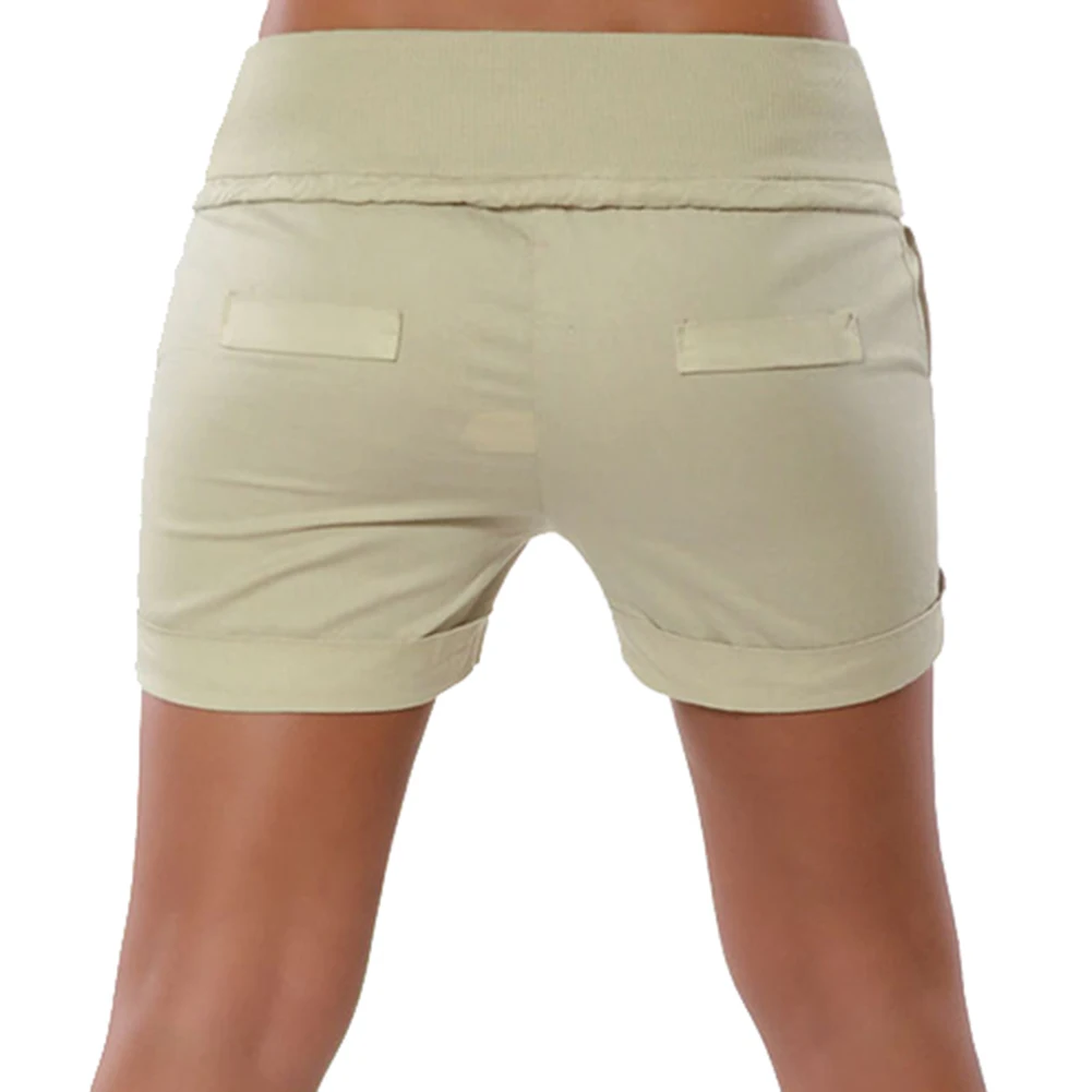 Летние женские повседневные однотонные обтягивающие брюки с завязками на талии облегающие шорты