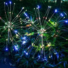 Solar Fireworks Lights Holiday Light Novelty LED String 8 Lighting Modes Waterproof Outdoor Garden Lighting Lawn Lamp 1Pcs