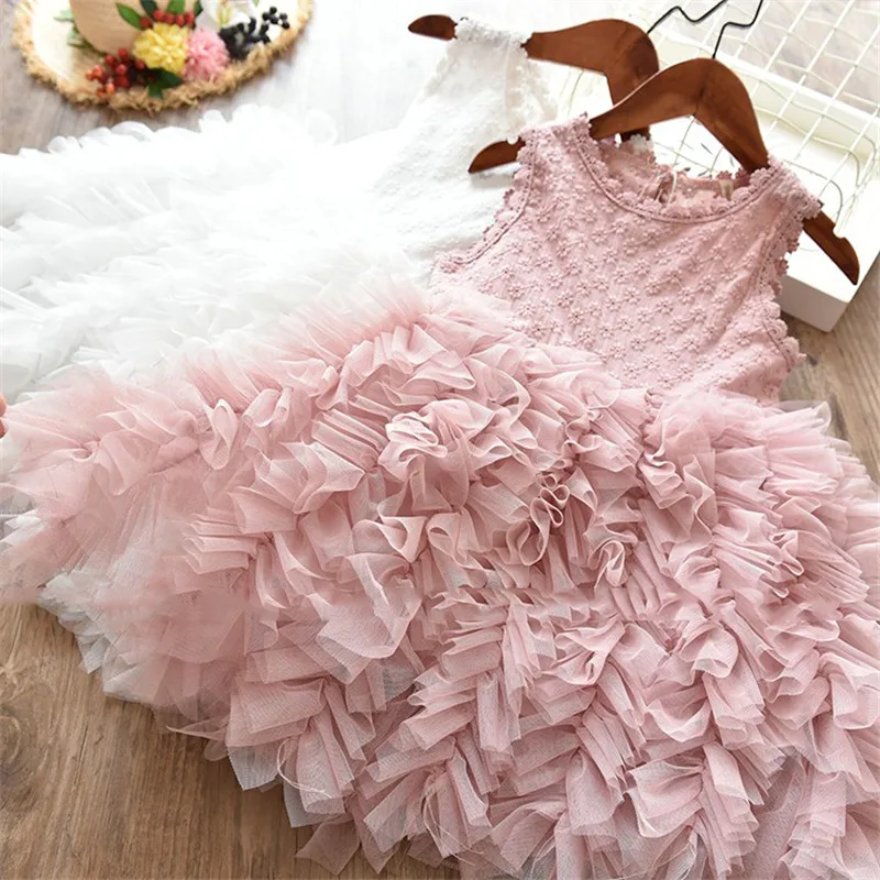 Платье для маленьких девочек ярко-Розовые Костюмы на день рождения детская