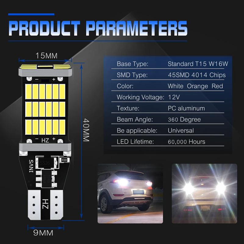 Светодиодные лампы заднего хода T15 921 W16W для BMW E46 E39 E90 E60 E36 F30 F10 E30 E34 X5 E53 M M3 M4 Z4 Z3 2