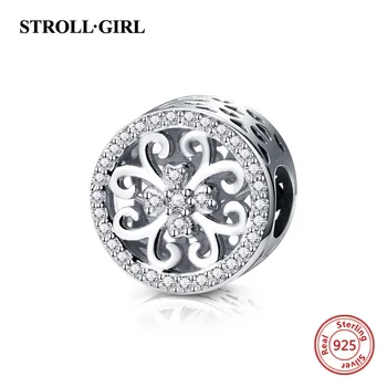 

100% 925 Sterling Silver Elegant Hollow Pattern Four-leaf Clover Charms Beads Fit Original European Bracelet Women Jewelry