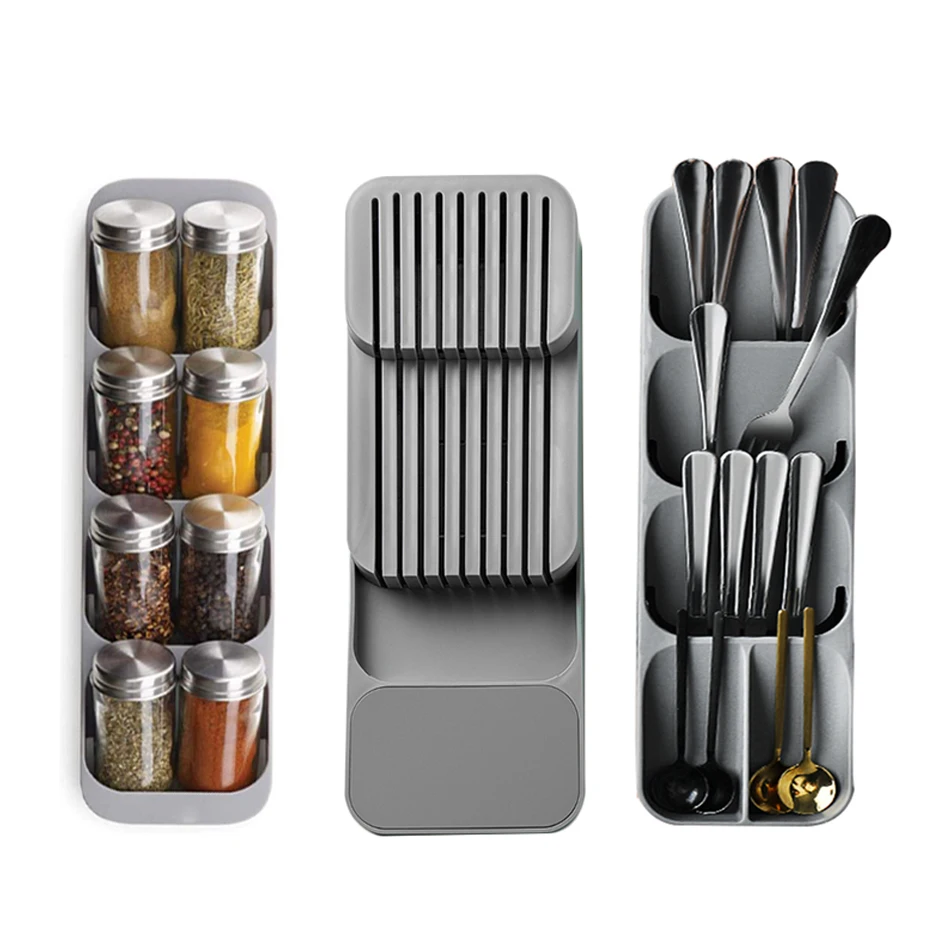 Kitchen Drawer Cutlery Storage Tray Knife Holder Spoon Forks Tableware