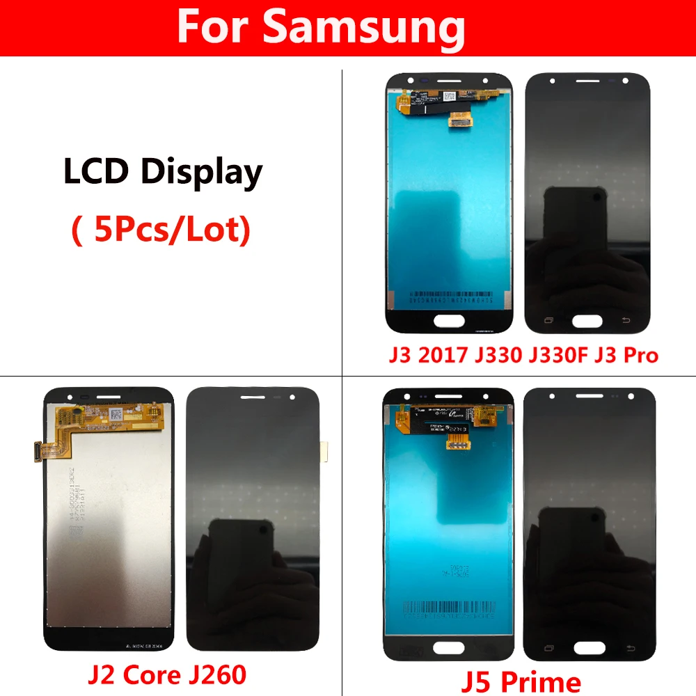 

5Pcs/Lot For Samsung J5 Prime J2 Core J260 J3 2017 J330F J3 Pro LCD Display and Touch Screen Digitizer Assembly Replace Parts
