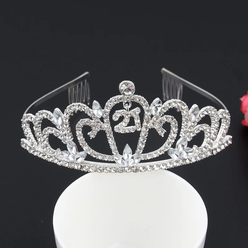 

Korean-style Crystal Crown Hair Clasp with Numbers Alloy Hair Accessories Wedding Accessories Crown Holiday Diamond Set Headband