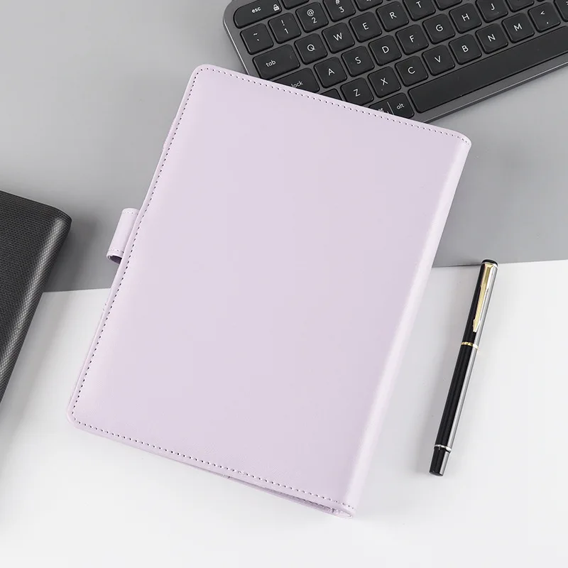 A5 Pu Leather 6 Ring Binder Notebooks Planner Covers Pink Cute Macaron Journal Note Agenda Diary Book Office and School Supplies