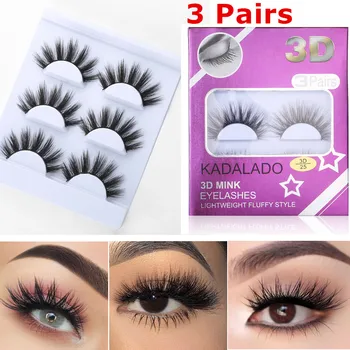 

3Pairs 3D Handmade Lashes Makeup Natural Long/ Thick False Eyelashes Mink Lashes For Beauty Extension Tools