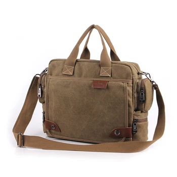 

New Vintage Canvas Handbag Shoulder Bag Men Patchwork Leather Messenger Crossbody Bags For Men Casual Briefcase Laptop Bag 1101