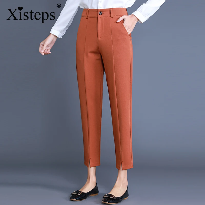 

Xisteps plus size 2020 New Women Slim fit soft comfortable Fabric Office Lady formal pants High Waist Femme Work Wear Trousers