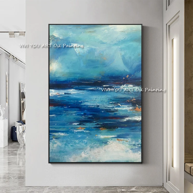 Home decor 100% Hand-painted abstract oil painting on canvas Cloud Fog Room 