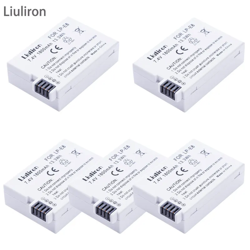 7,4 v 1800mAh аккумулятор lpe8 LP-E8 LP E8 Аккумулятор для Canon LP-E8 EOS 5D, 700D50D, 600D, 650 EOS Rebel T5i T3i - Цвет: 5battery