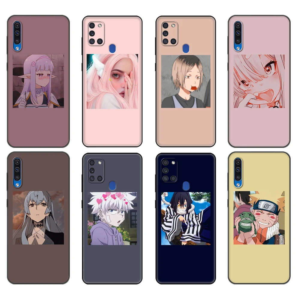 Custodia In Tpu Nera Per Samsung Galaxy A50 50S A30S A10 A01 A11 A21S A31 A41 A51 A71 M21 M30S S10 Lite Cover Icone Anime